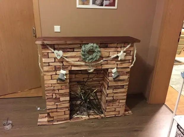 Falsh-Fireplace untuk perapian Tahun Baru, dengan tangan mereka sendiri, tahun baru, panjang
