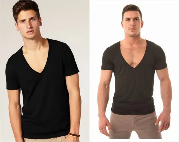 V-neck yang dalam.