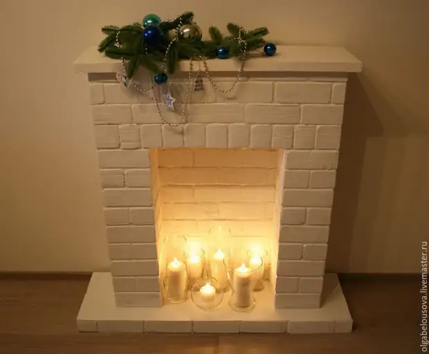 False fireplace with brickwork imitation