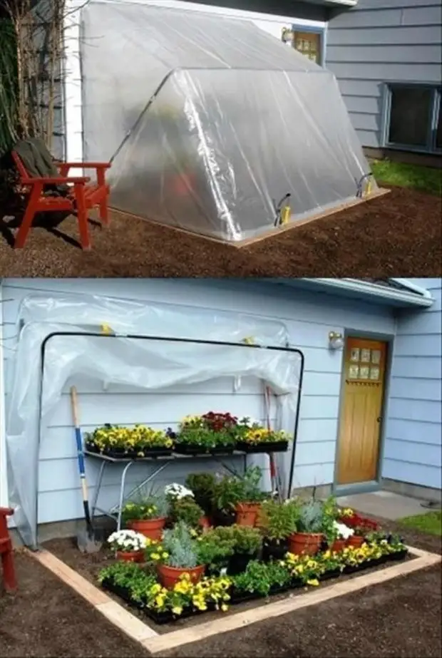 Greenhouses da za a iya yi tare da nasu hannayensu daga kayan araha.