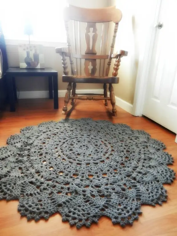 Crocheted Doily Rug.