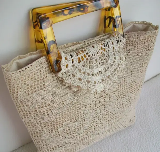 Upcycled Doily Bag.