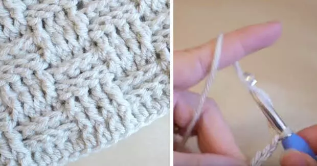 Lẹwa ati ipon crochet ilana: aranpo ọrọ