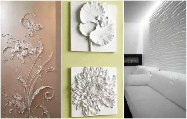 Idee decor con modellazione di gesso in rilievo sulle pareti che aiuteranno a decorare la casa