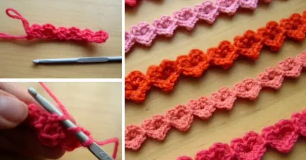 Jifunze jinsi ya kumfunga mioyo midogo midogo ya crochet