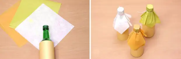 Comment emballer une bouteille de deux feuilles de papier 03