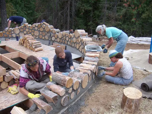 Cement en log House