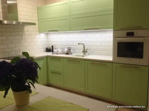 Design e reparação de cozinha verde 9 m² com fachadas da matriz