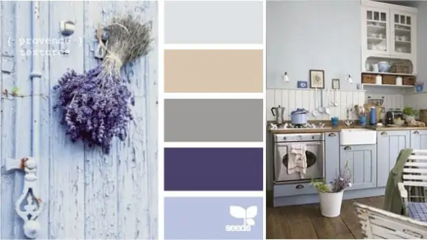 Color in the interior of the kitchen in the style of Provence