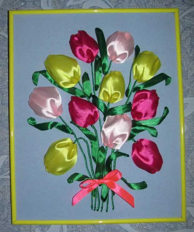 भरतकाम tulips satin ribbons