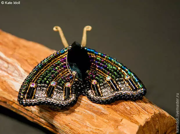 Beadwork. Brooch "moth"