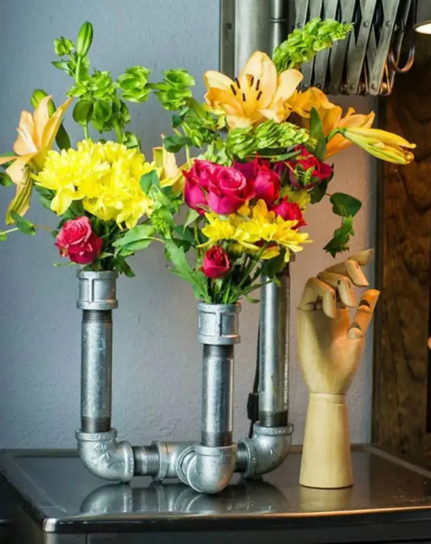 Vases from water pipes.