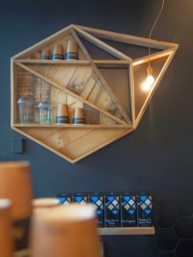 Very steep geometric shelves that are made at once or two