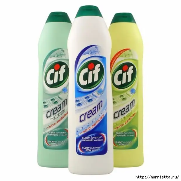 เกี่ยวกับ Cream CIF และ Zavel สิ่งที่จะทำความสะอาดรองเท้าผ้าใบสีขาวและนำสนิมบนเสื้อ