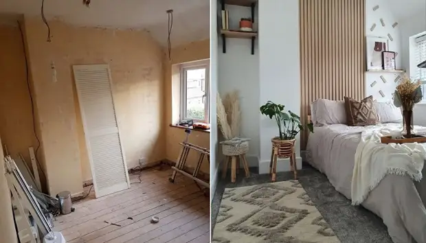 Изобретателният британец трансформира спалнята с помощта на само релси, лепило и боя