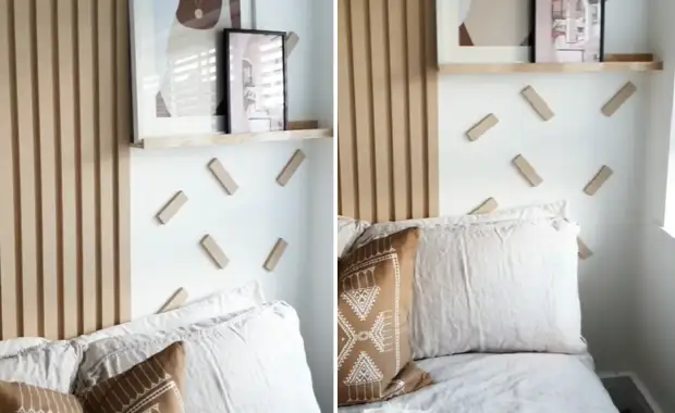 Britani krijuese transformoi dhomën e gjumit duke përdorur vetëm binarët, ngjitësin dhe bojën
