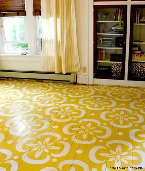 Hand painted wooden floor. Beautiful ideas