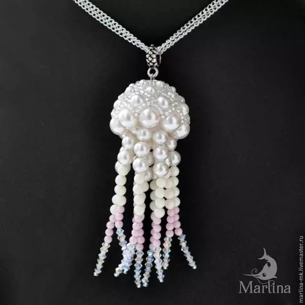 Chic pendant "Medusa" from pearls and beads