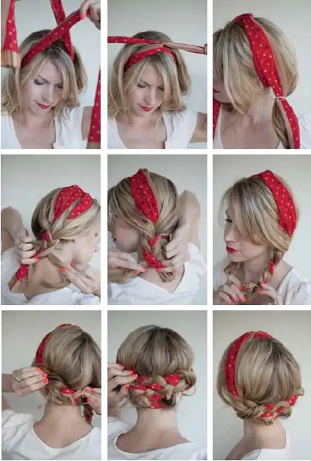 Fashionable hairstyles using a handker