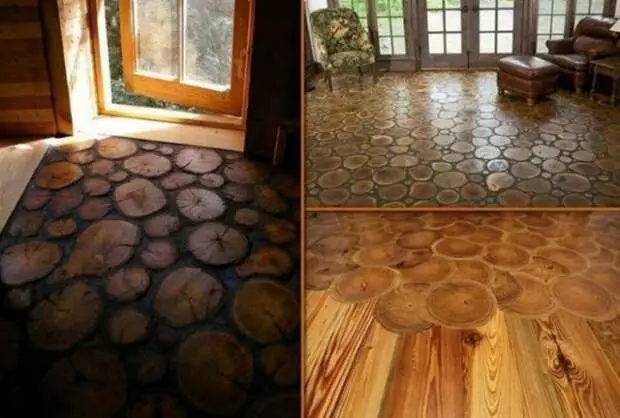 Incredible floor of wooden disks