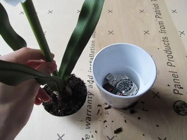 How to make a cache in a flower pot