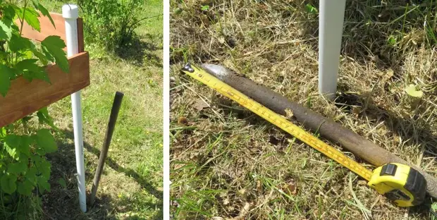 Fencing for bushes from remnants of plastic pipes