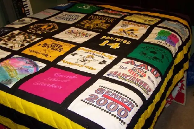 And you can, for example, make a whole bedspread from logo cut from various T-shirts