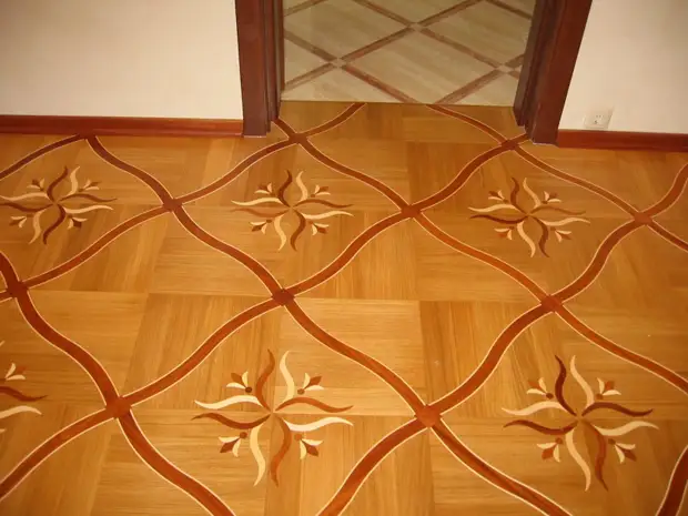 Unusual parquet with a wave effect. Interior design, floors