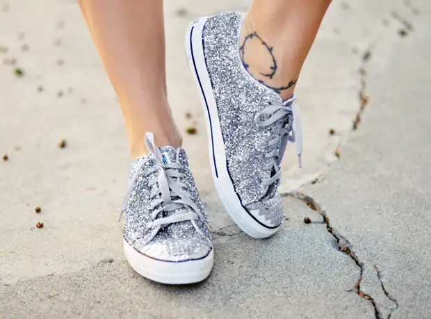 Glitter Sneakers DIY a Thumb Spikes - Glitter Silver Fordított