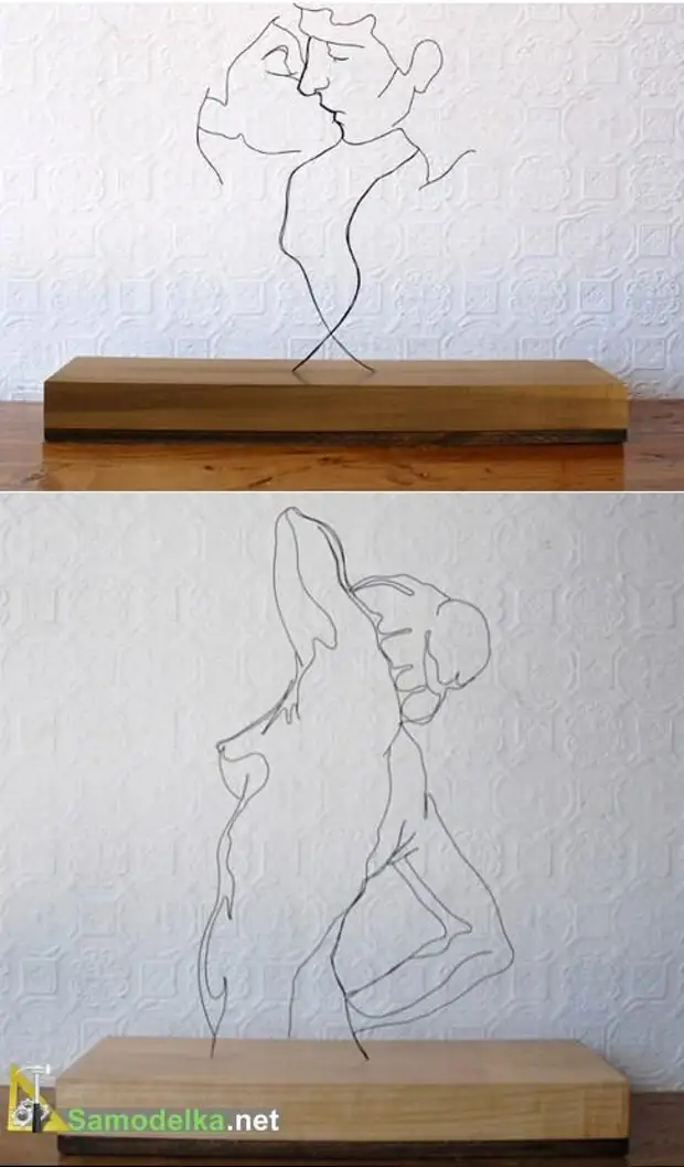 To desktop skulpturer fra ledning
