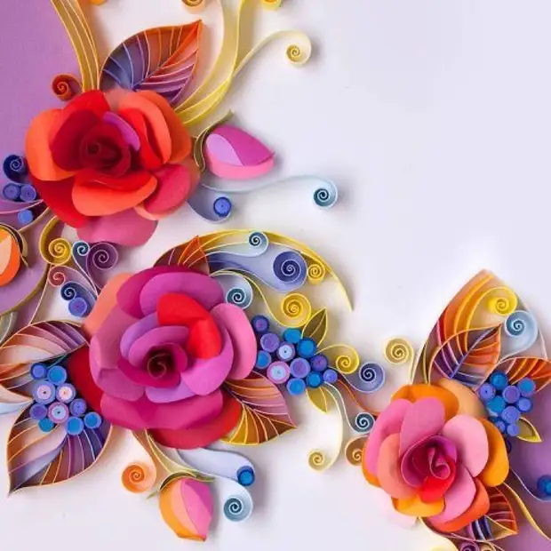 Xogħol isturdament fit-teknika ta 'quilling minn Julia Brodsk