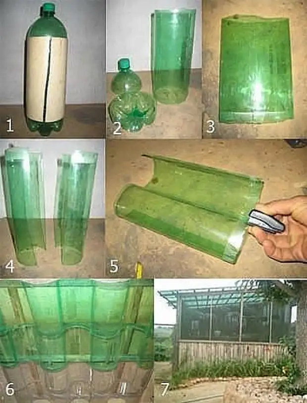 Greenhouse mula sa plastic bottles at iba pang mga ideya sa bansa mula sa plastic. Master Class + Video.