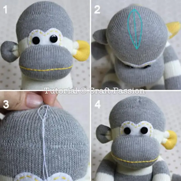 Mainan gambar dari kaus kaki, membuat monyet lucu dengan tangan mereka sendiri