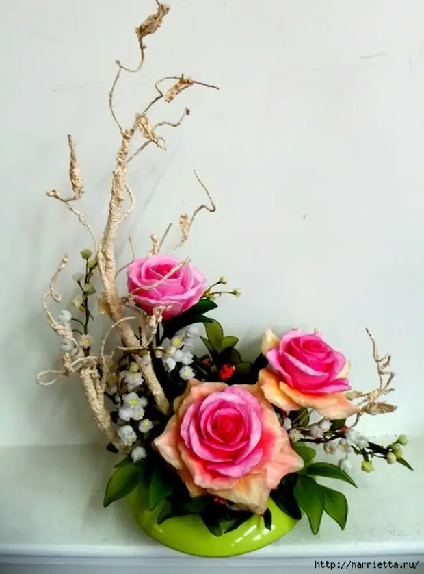 Rosas de capron. Hermosas ideas e clase mestra