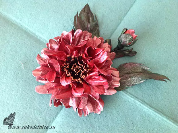 Master Class: Brooch nga panit nga "peony"