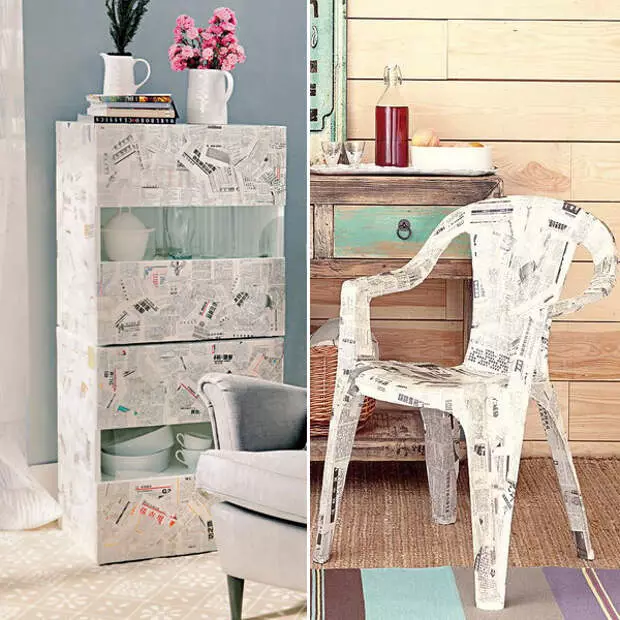 Decoupage of furniture dari surat kabar: 2 kelas master