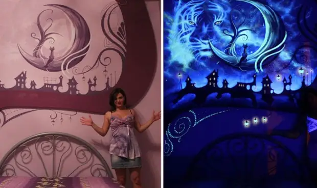 When this girl turns off the light, its bedroom turns into a fairy tale