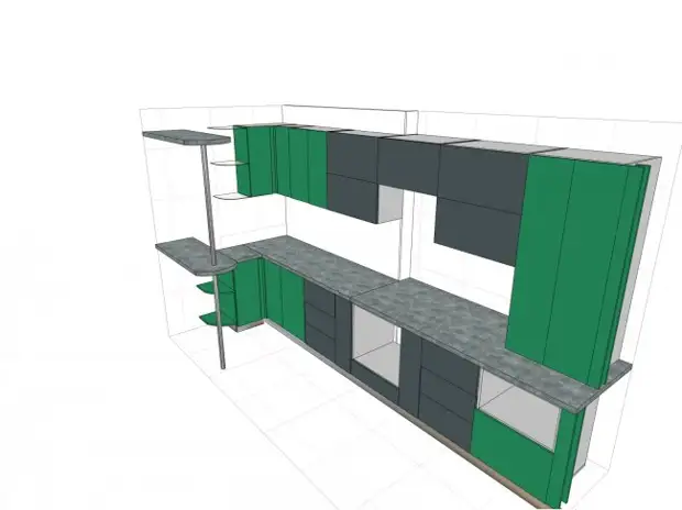 Ҳама марҳилаҳои таъмири ошхонаи кунҷӣ 11 SQ.м (46 акс)