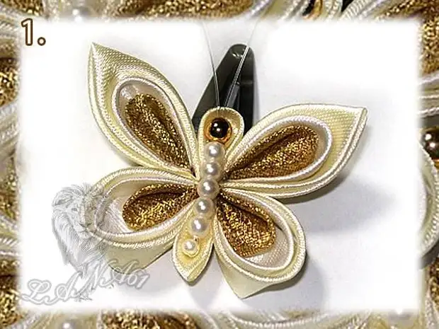 Butterfly საწყისი Satin Ribbons in Kanzashi ტექნიკა