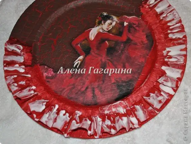 Dekor əşyaları Master Class Decoupage Plateka Flamenco Kağız Şəkil 14