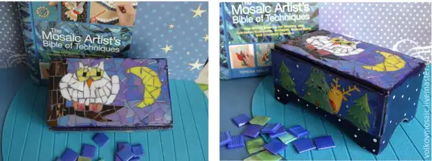 Decorating a mini-dresser in mosaic technique