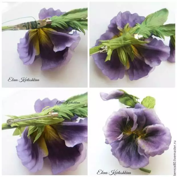 Pansies ji silk. Kulîlkek hêsan lê spectacular