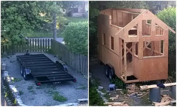 Uma mulher sozinha construiu uma casa sobre rodas, começando literalmente do zero