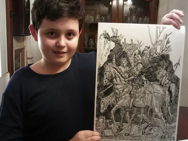 Questo ragazzo di 11 anni crea fantastici dipinti! Erede decente a Leonardo da Vinci