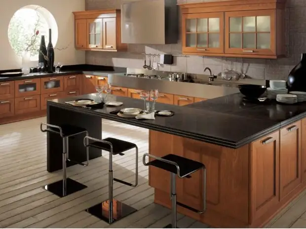 P-shaped kitchen