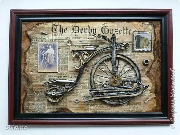 Panel lukisan Tokoh Master Kelas Applique Majelis Retro Bicycle Steampunk Paper Cardboard foto 1