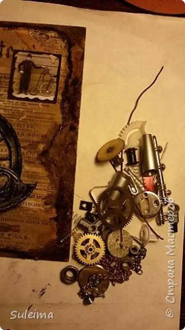 Pentrarto Panelo Figuro Majstro Klaso Applique Asembleo Retro Bicikla Steampunk Papera Kartono Foto 21