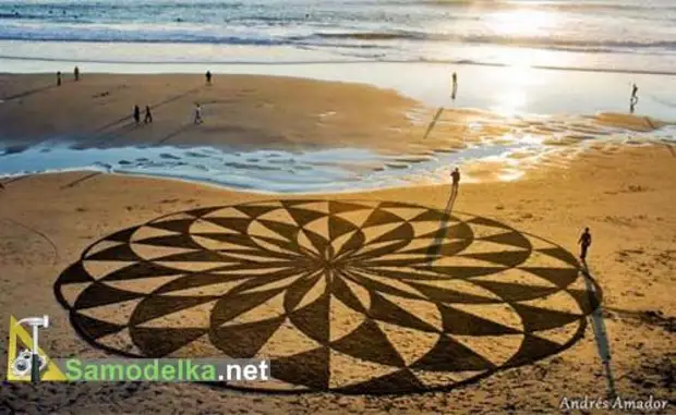 Dessins sur le cercle de sable Andres Amador