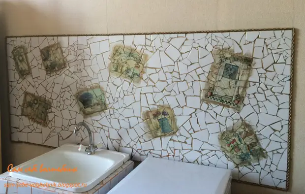 Jikoni apron kutoka tile ya zamani katika mtindo wa Provence