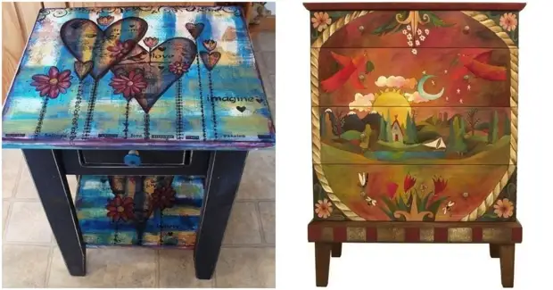 Ideas creativas para transformar muebles viejos con pintura.